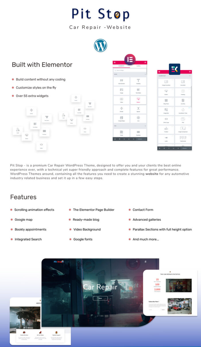 Pit Stop - Car Repair Website with Blog Elementor WordPress Theme - Features Image 1