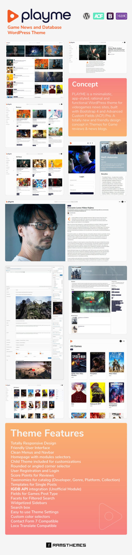 PLAYME - Game News and Database WordPress Theme - Features Image 1