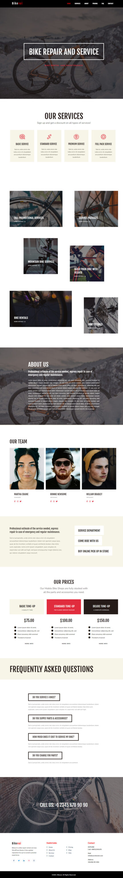 Bikevai - Bike Repair Services One Page WordPress Theme - Features Image 1