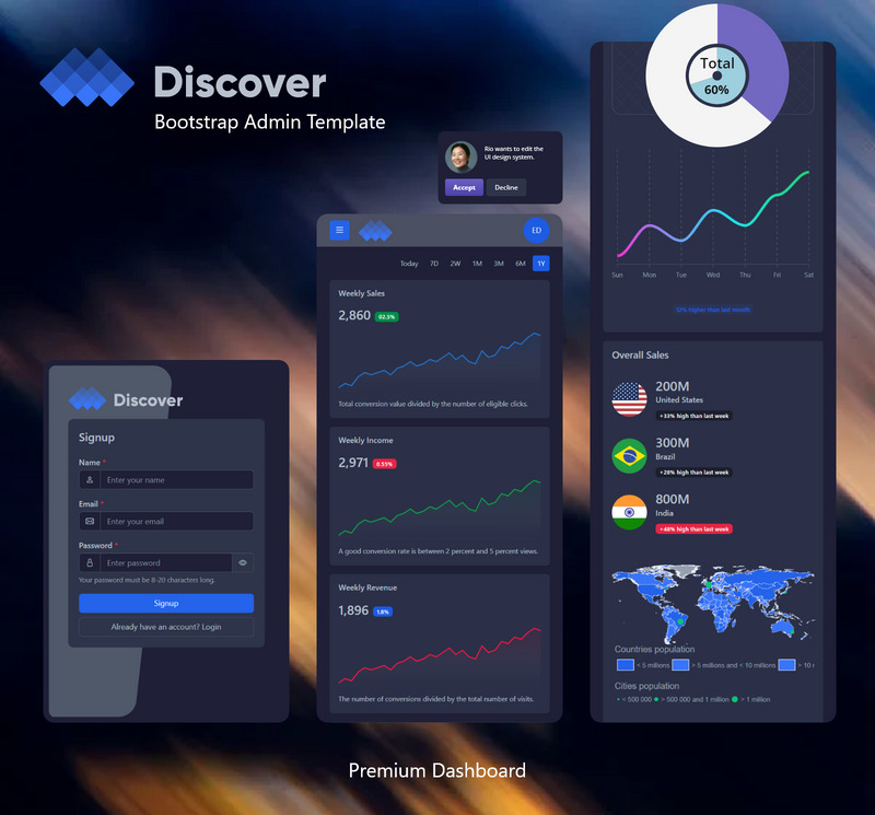 Discover - Bootstrap 5 Dark Admin Template - Features Image 1