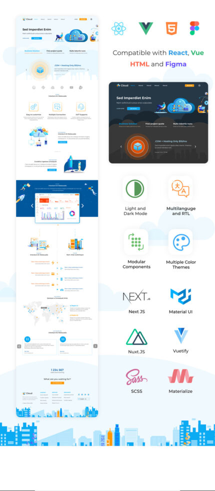 RevCloud - Cloud Hosting HTML React Vue and Figma Landing Page Template - Features Image 1