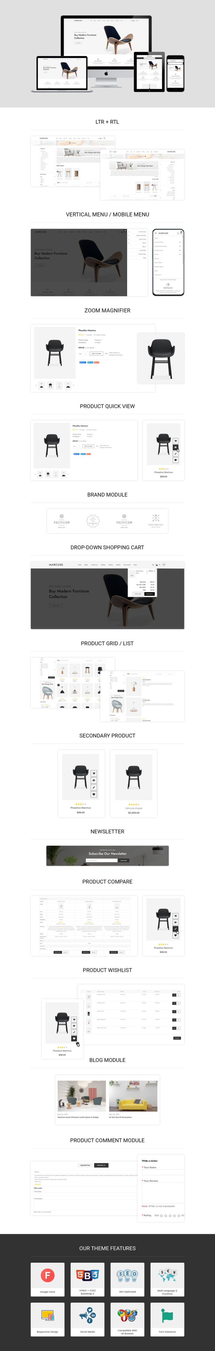 Marcuss Furniture & Interior Responsive OpenCart Store - Features Image 1