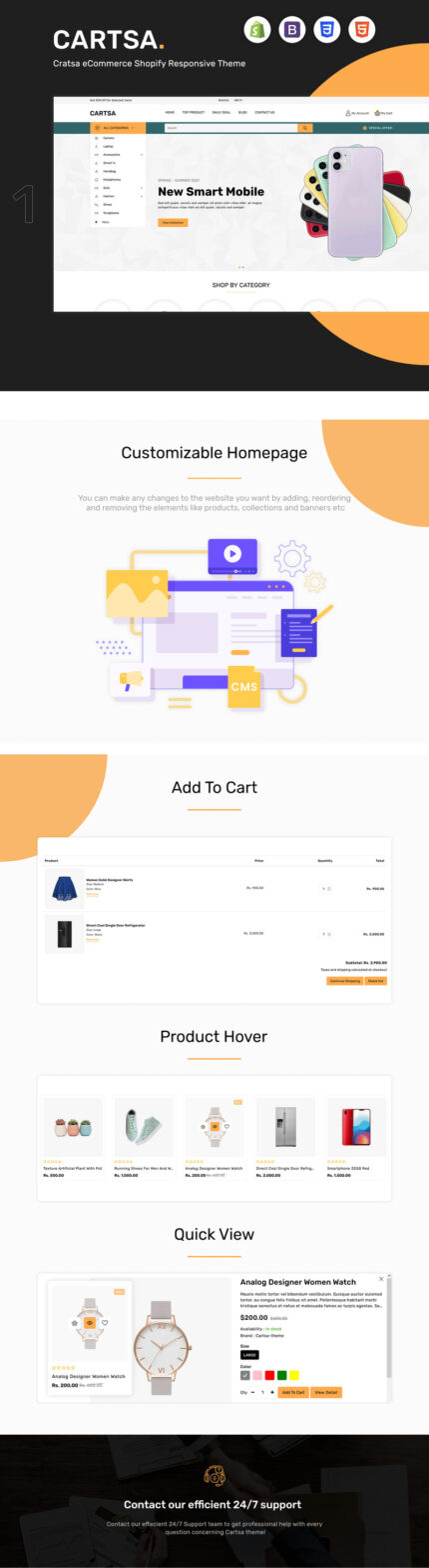 Cartsa - Minimal & Modern MultiStore Shopify Theme - Features Image 1