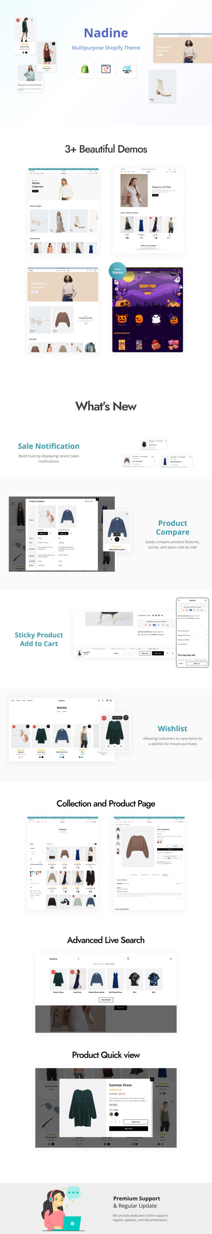 Nadine - Minimalist Clean Shopify Theme - Features Image 1