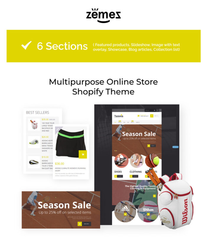 Tennis Accessories Store Shopify Theme - Features Image 1