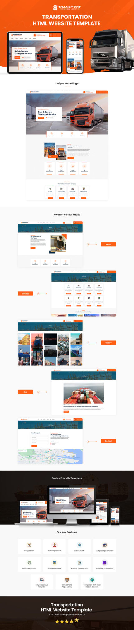 Transport The Global Logistics HTML Template - Features Image 1