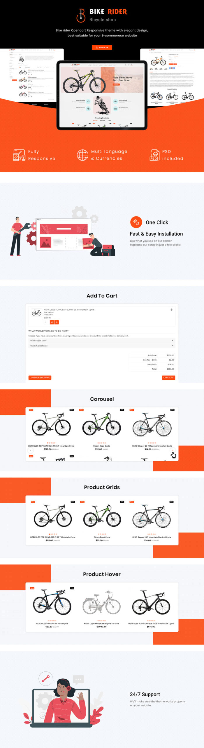 BikeRider -  Sport, Bicycle Responsive Opencart Theme - Features Image 1