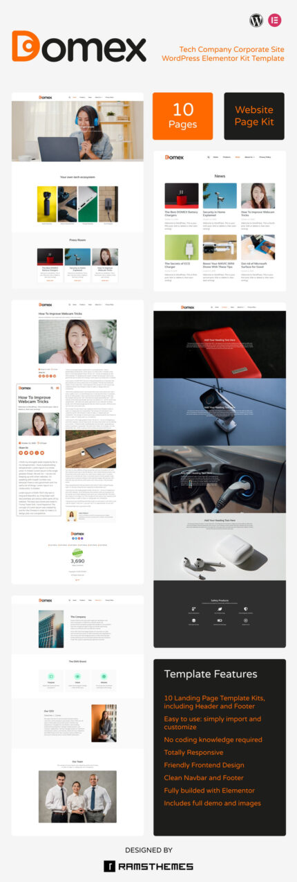 DOMEX - Tech Company Corporate WordPress Elementor Kit - Features Image 1