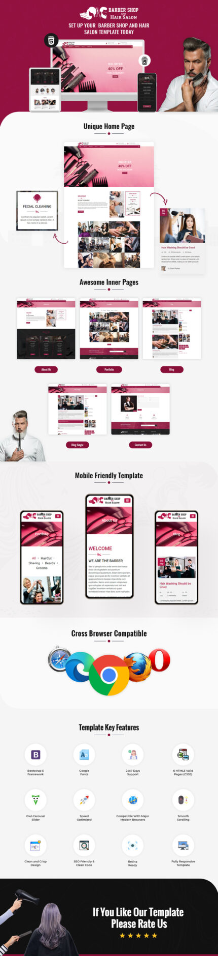 Barbershop and Hair Salon-Html-Template - Features Image 1