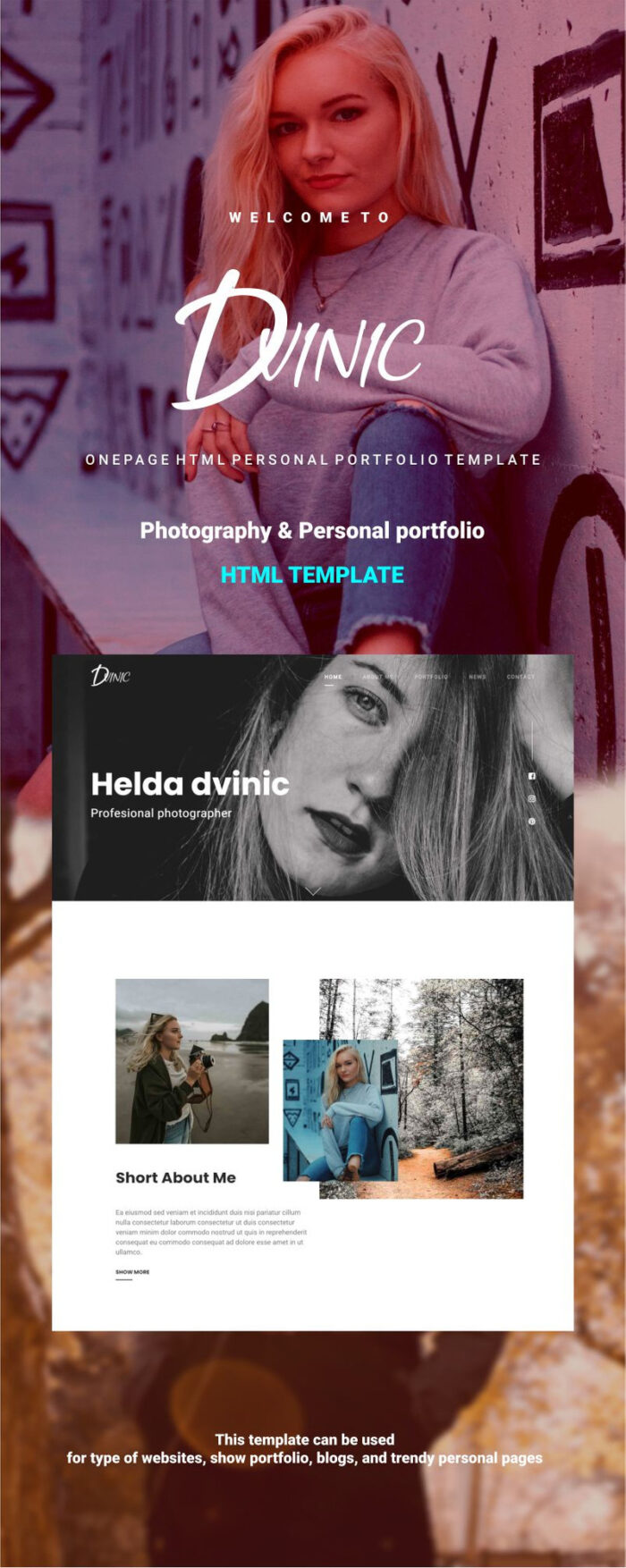 Dvinic - Multipurpose Html Portfolio Landing Page Template - Features Image 1