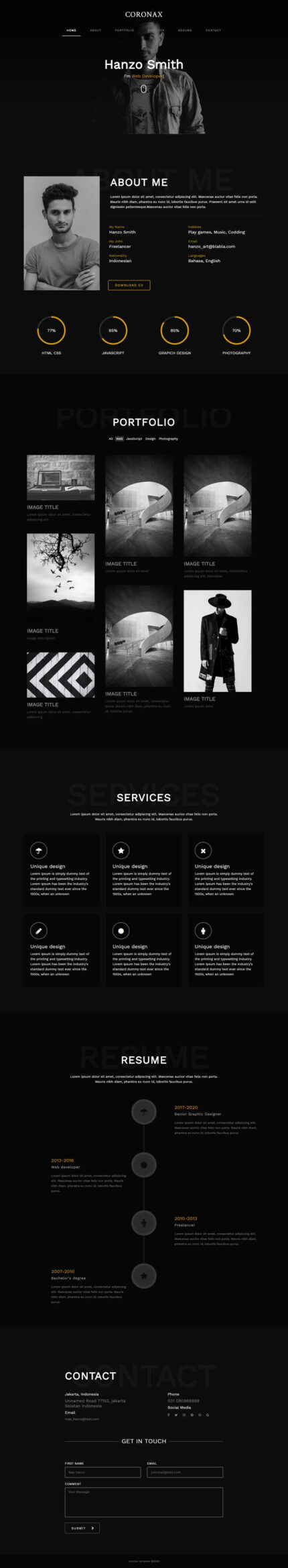 Coronax - Personal Portfolio Landing Page Template - Features Image 1