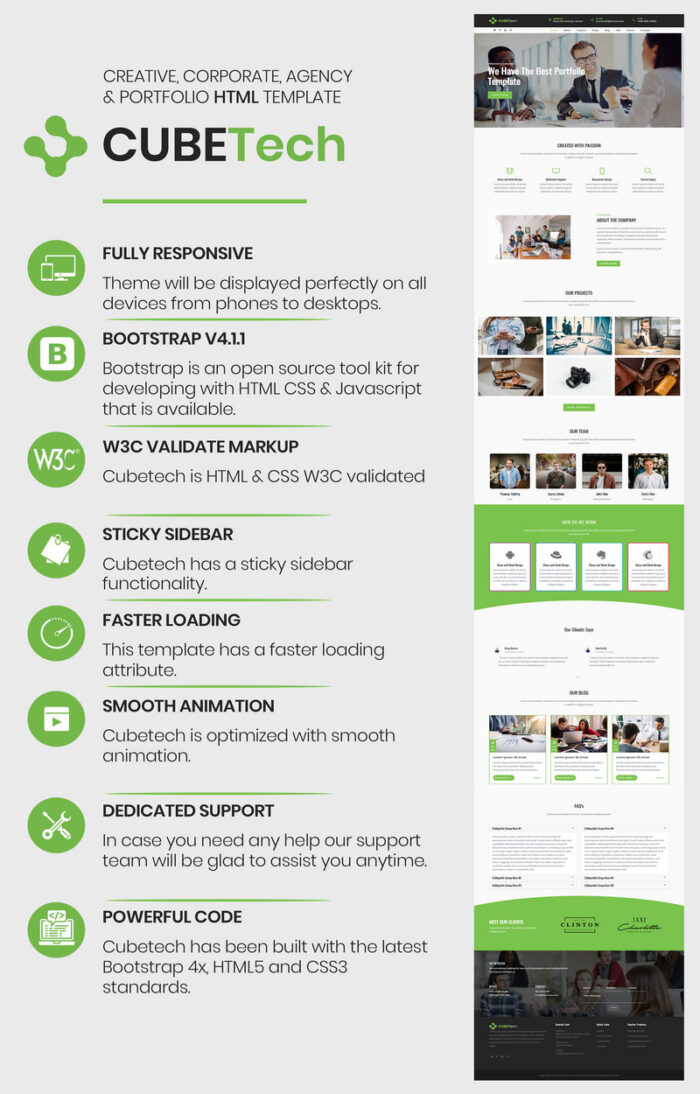 Cubetech - Corporate, Agency & Portfolio HTML Landing Page Template - Features Image 1