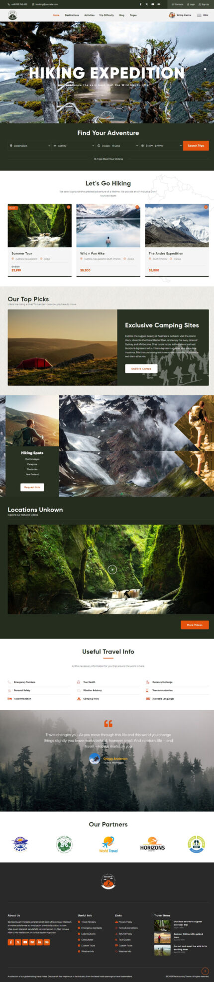 Backcountry Tours and Travel WordPress Theme - Features Image 1