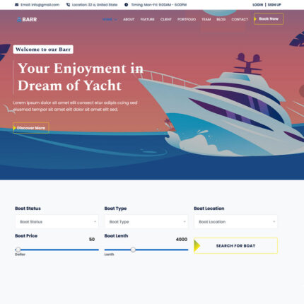 Barr - Yacht Party HTML5 Landing Page Template - Features Image 1