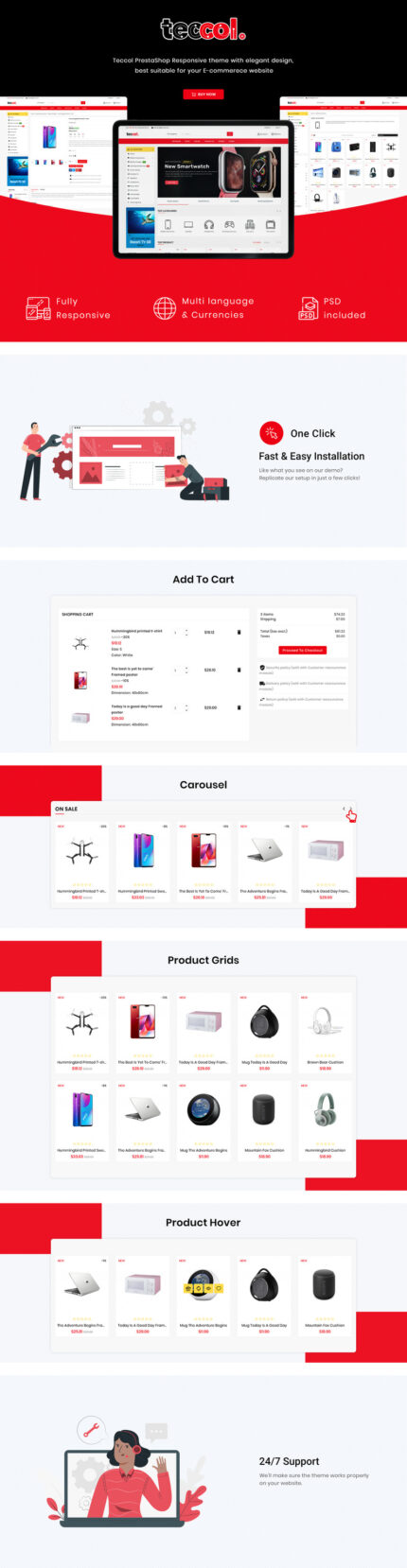 Teccol - Multipurpose Responsive PrestaShop Theme - Features Image 1