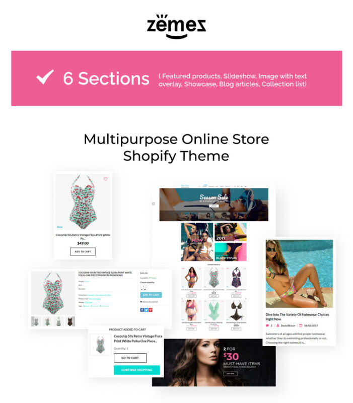 BlueWave - Swimwear Responsive Shopify Theme - Features Image 1