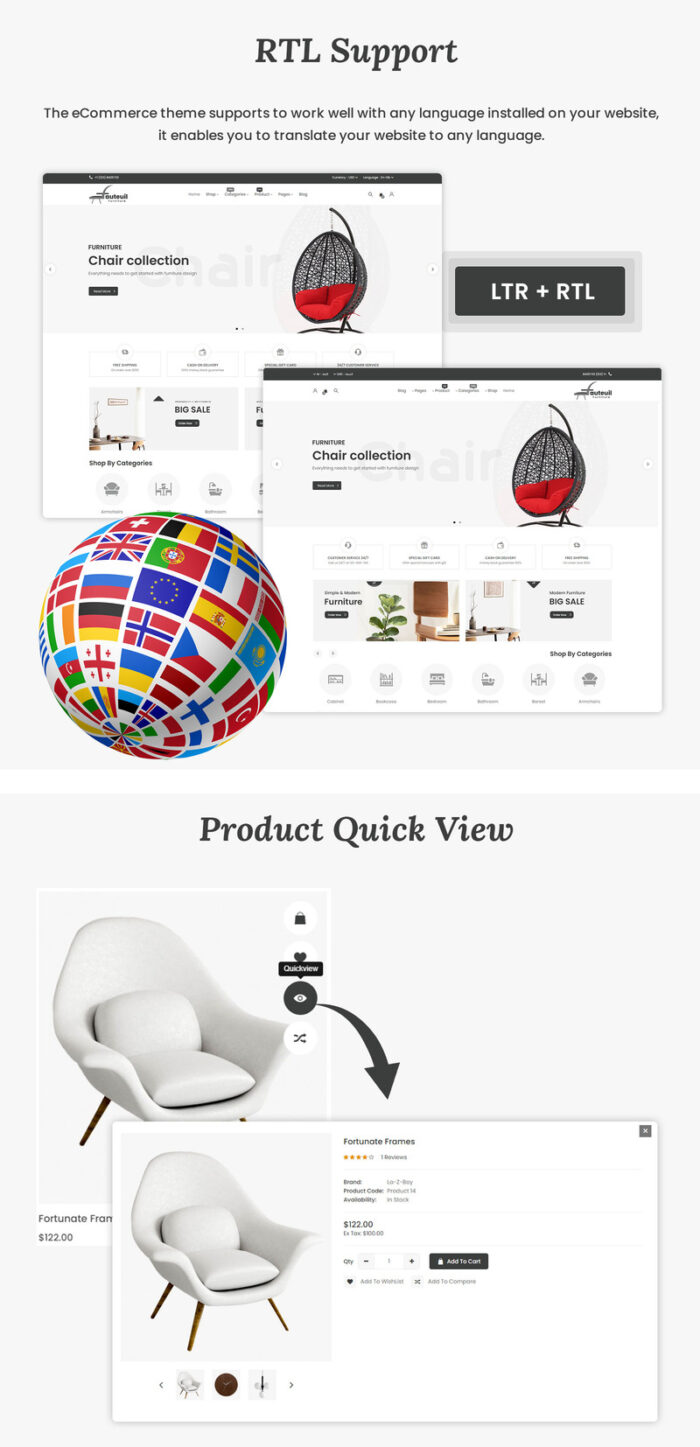 Fauteuil - A Creative Furniture and Decore Template for OpenCart - Features Image 5