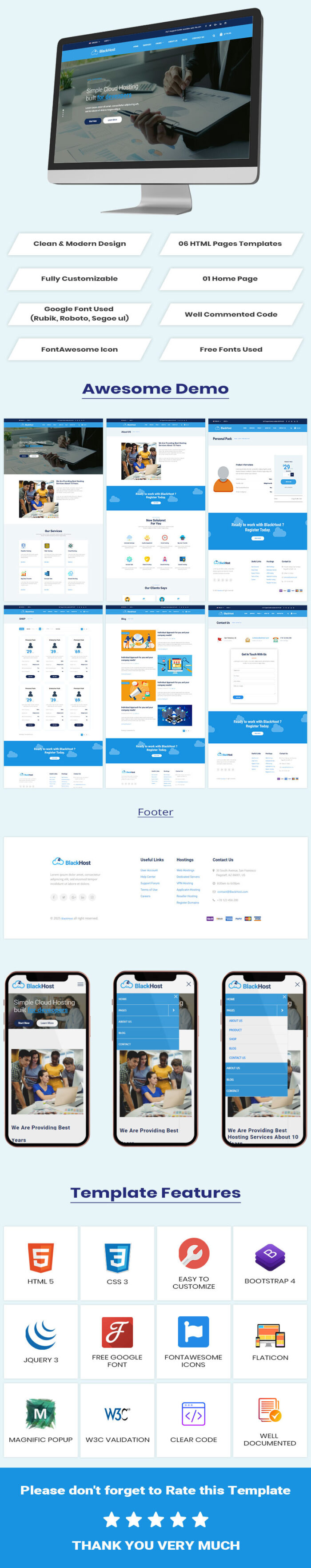 Blackhost -  Multipurpose Hosting Website Template - Features Image 1