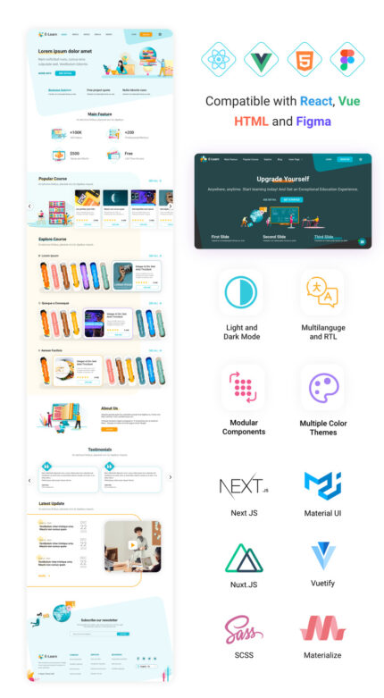 Edumoon - HTML React Vue Figma Education and E-learning Homepage Template - Features Image 1