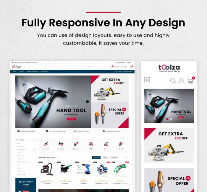 Toolza - Mega Parts Shopify 2.0 Premium Responsive Theme - Features Image 5