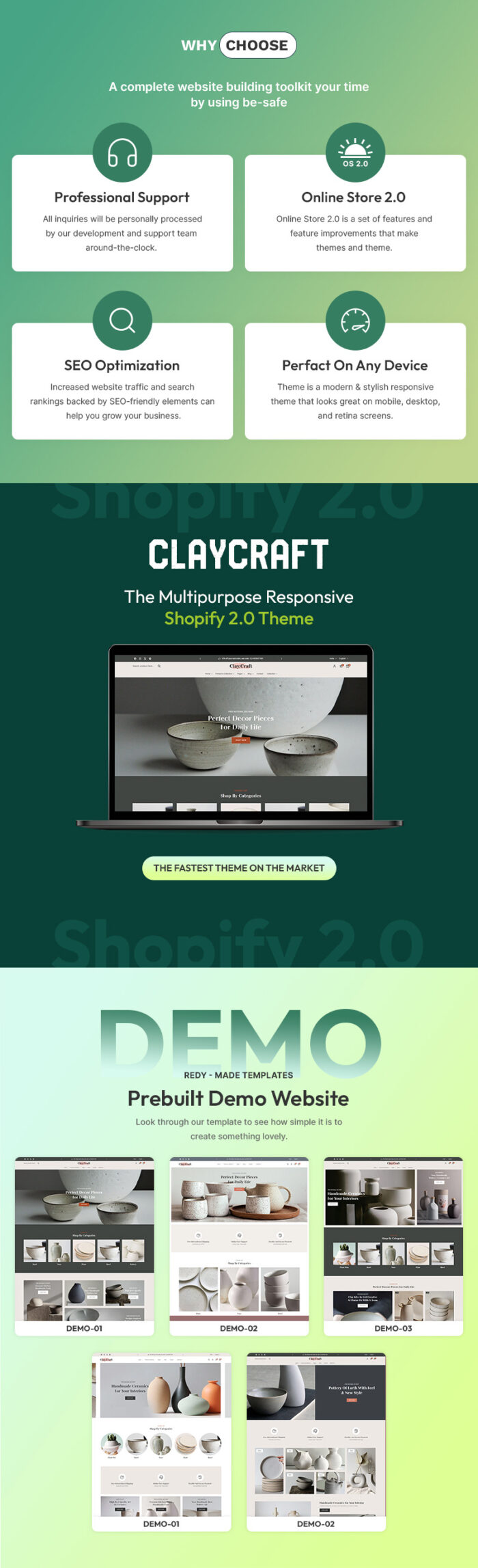 Claycraft - Handcrafted Ceramic & Home Decor Store Multipurpose Shopify 2.0 Responsive Theme - Features Image 1