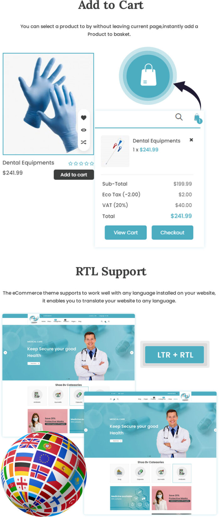 Healthify Responsive OpenCart Template 4.0 - Features Image 5