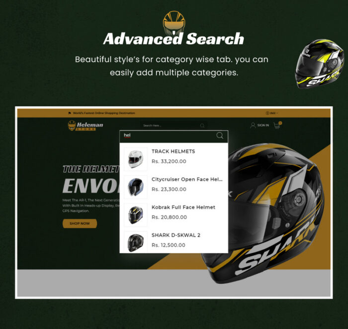 Heleman - Mega Helmets Shopify 2.0 Premium Theme - Features Image 6