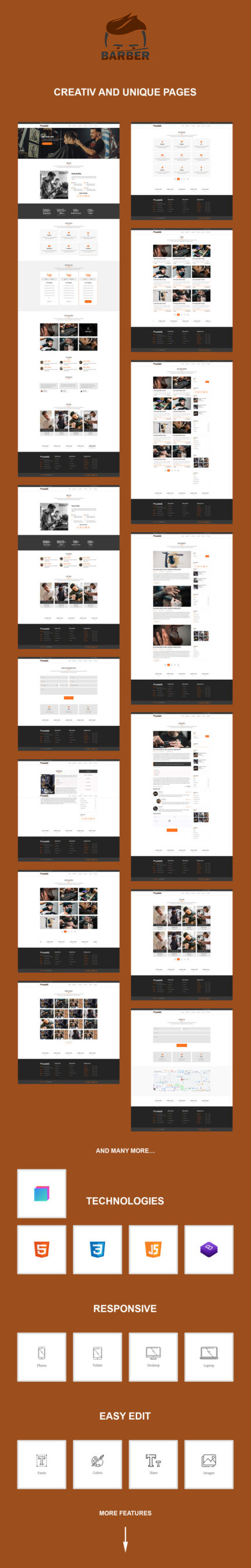 Barber Portfolio Creative HTML/CSS - Incl. Bootstrap Studio v6.4.4 - Bootstrap v5x - Features Image 1