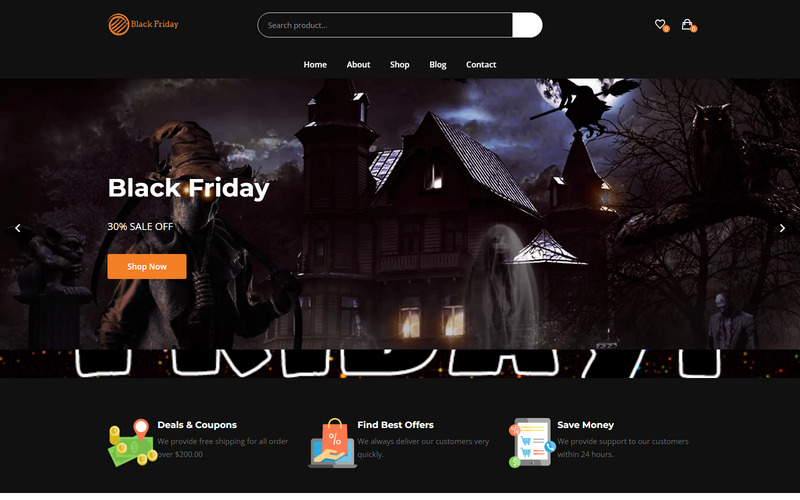 Black Friday   Coupons,  Offers, Deals, Discounts  HTML Template - Features Image 1