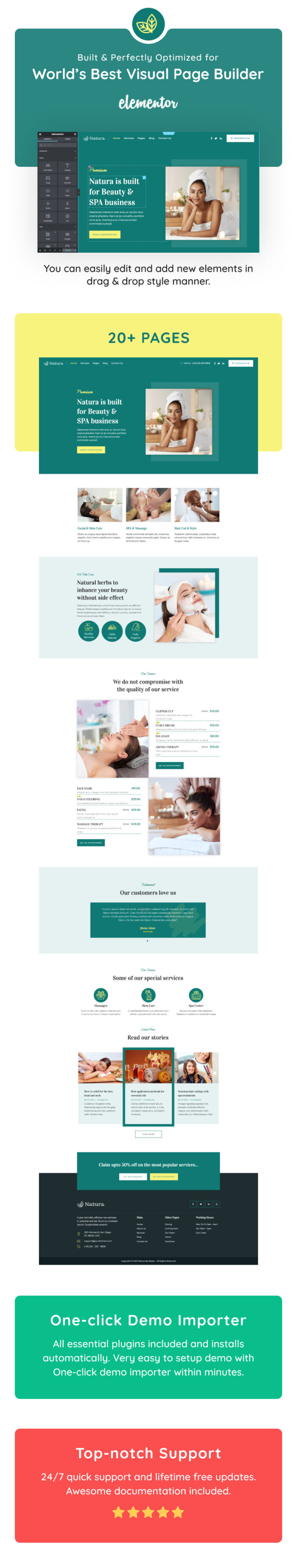 Natura - Beauty & Spa Massage Salon Elementor WordPress Theme - Features Image 1