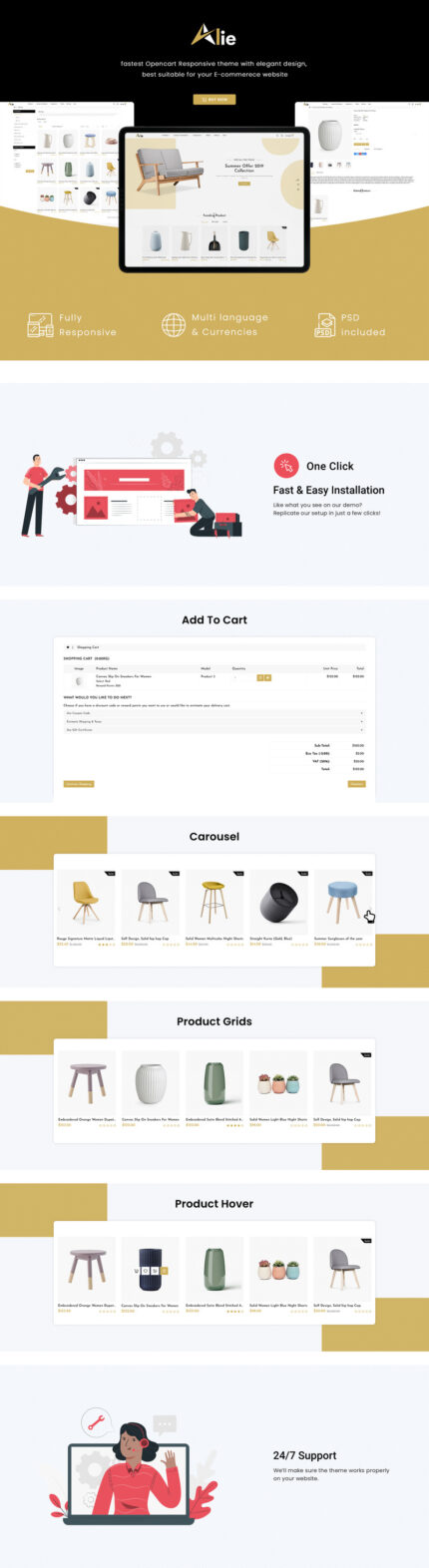 Alie Best Furniture OpenCart Template - Features Image 1