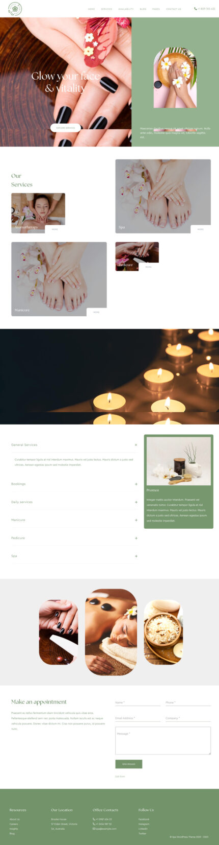 Spa and Beauty Wordpress Theme - Features Image 1