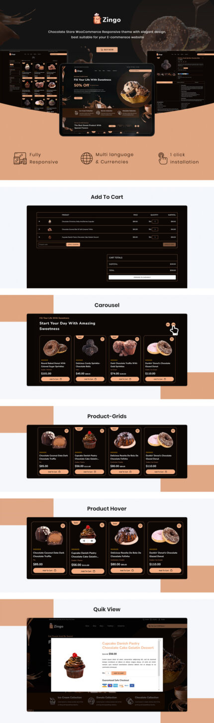 Zingo - Cakes, Sweets & Chocolate WooCommerce Theme - Features Image 1