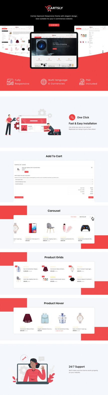 Cartsly - Responsive Multi-Purpose OpenCart Template - Features Image 1