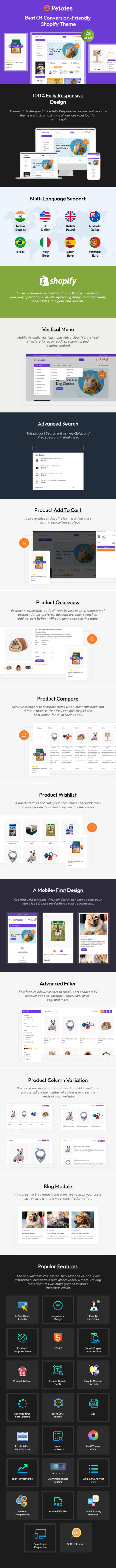 Petoies - Pet Shop & Pet Accessories Responsive Shopify 2.0 Theme - Features Image 1