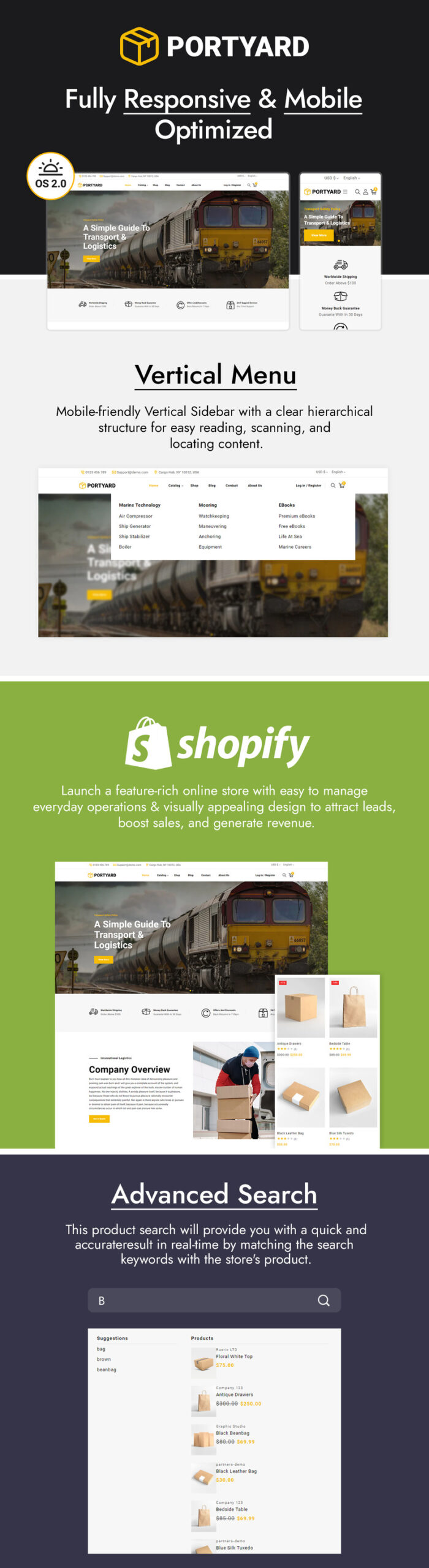 Portyard - Logistics and Transportation Shopify Theme - Features Image 1