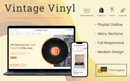 Vintage Vinyl - Music and Records, Tracks, Songs, Clips Shopify 2.0 Store - Features Image 1