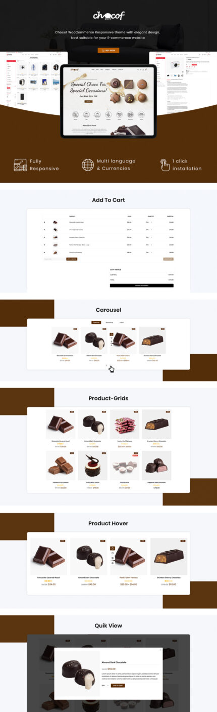 Chocof - Chocolate Sweets & Candy WordPress Elementor Theme - Features Image 1