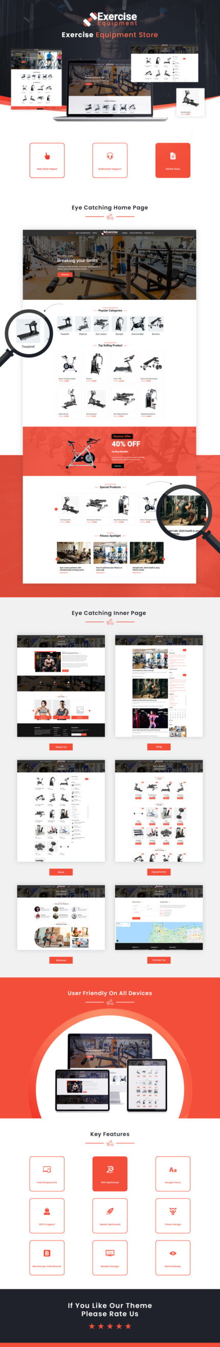 Fitness and Exercise Equipment Store WordPress Theme - Features Image 1