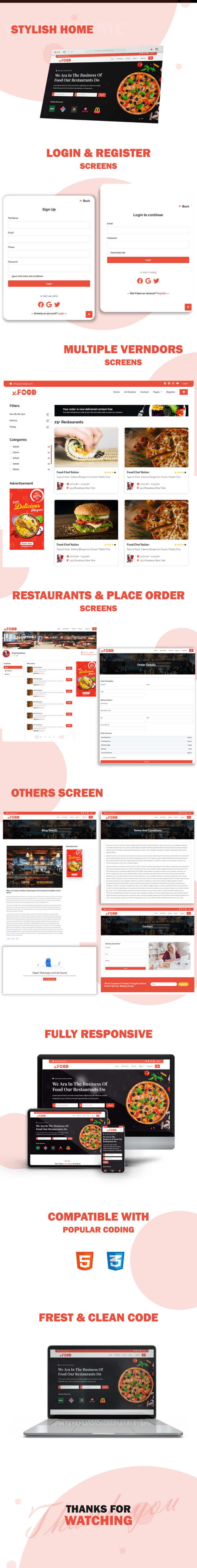 XFood - Online Food Delivery HTML Template - Features Image 1