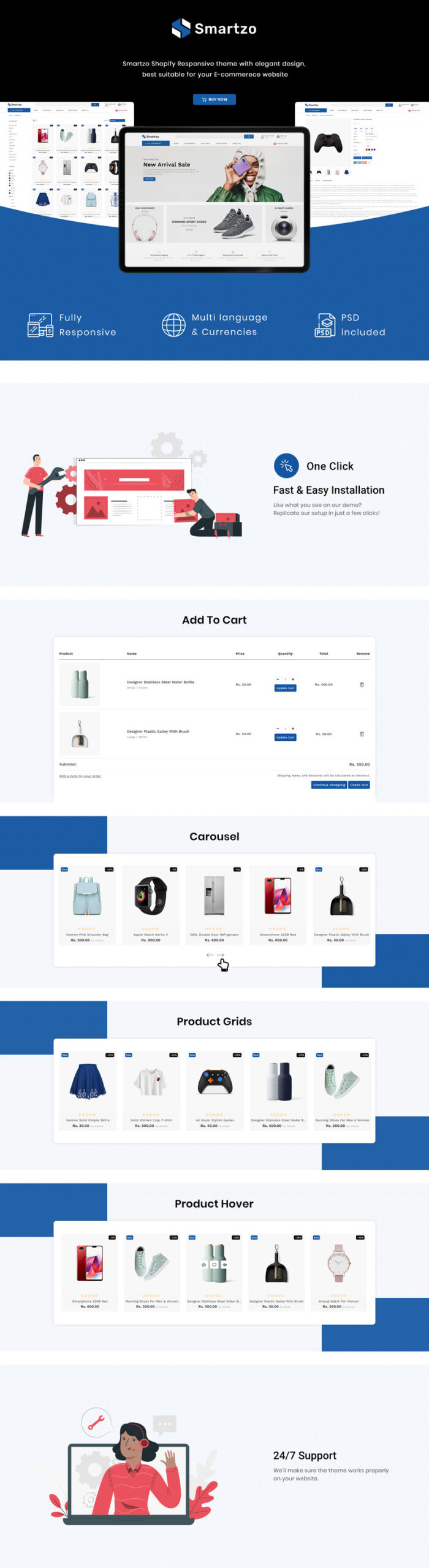 Smartzo - Premium Multi-Purpose Shopify Template - Features Image 1