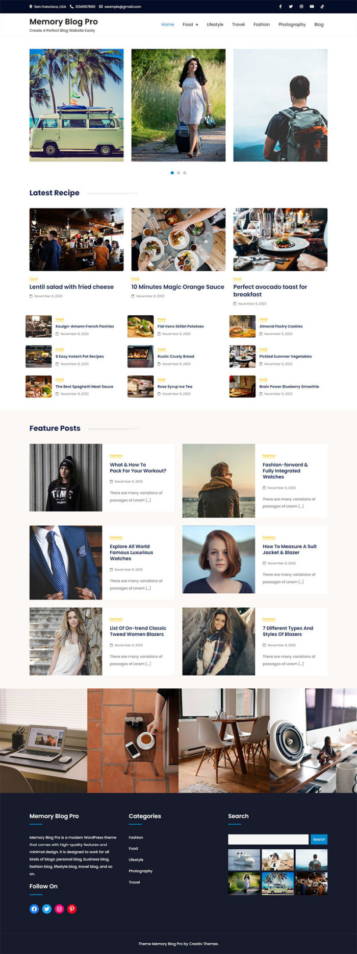 Memory Blog Pro - Clean and Modern Blogging WordPress Theme - Features Image 1