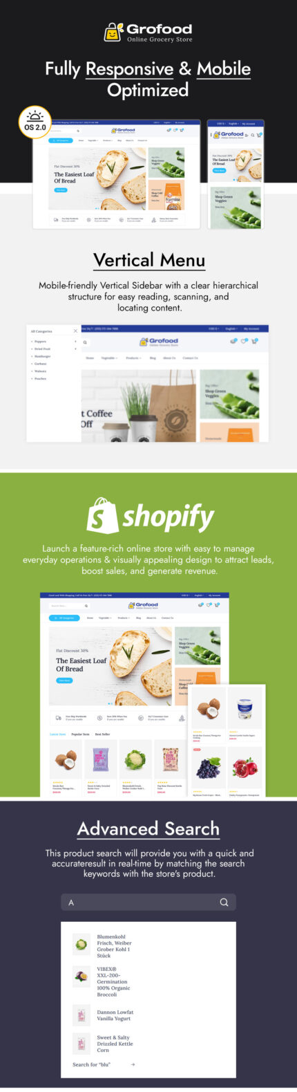 GroFood - Organic and Grocery Store Shopify Theme - Features Image 1