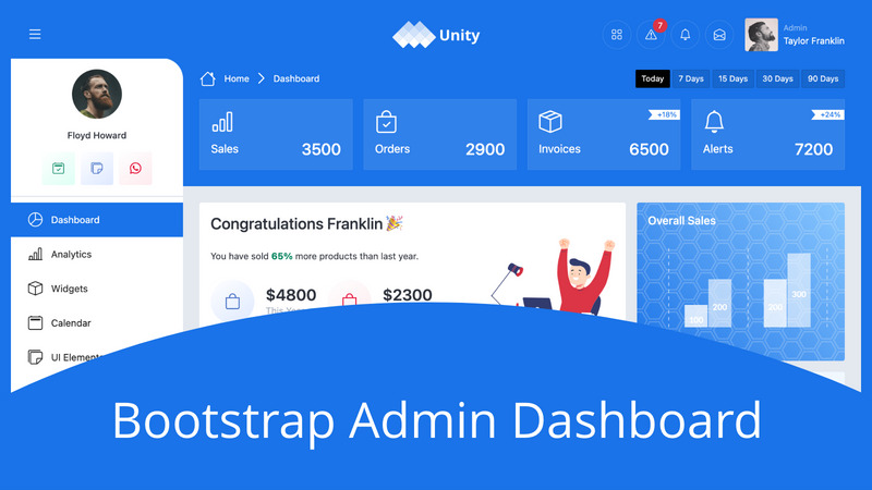 Unity - Bootstrap Admin Dashboard - Features Image 1