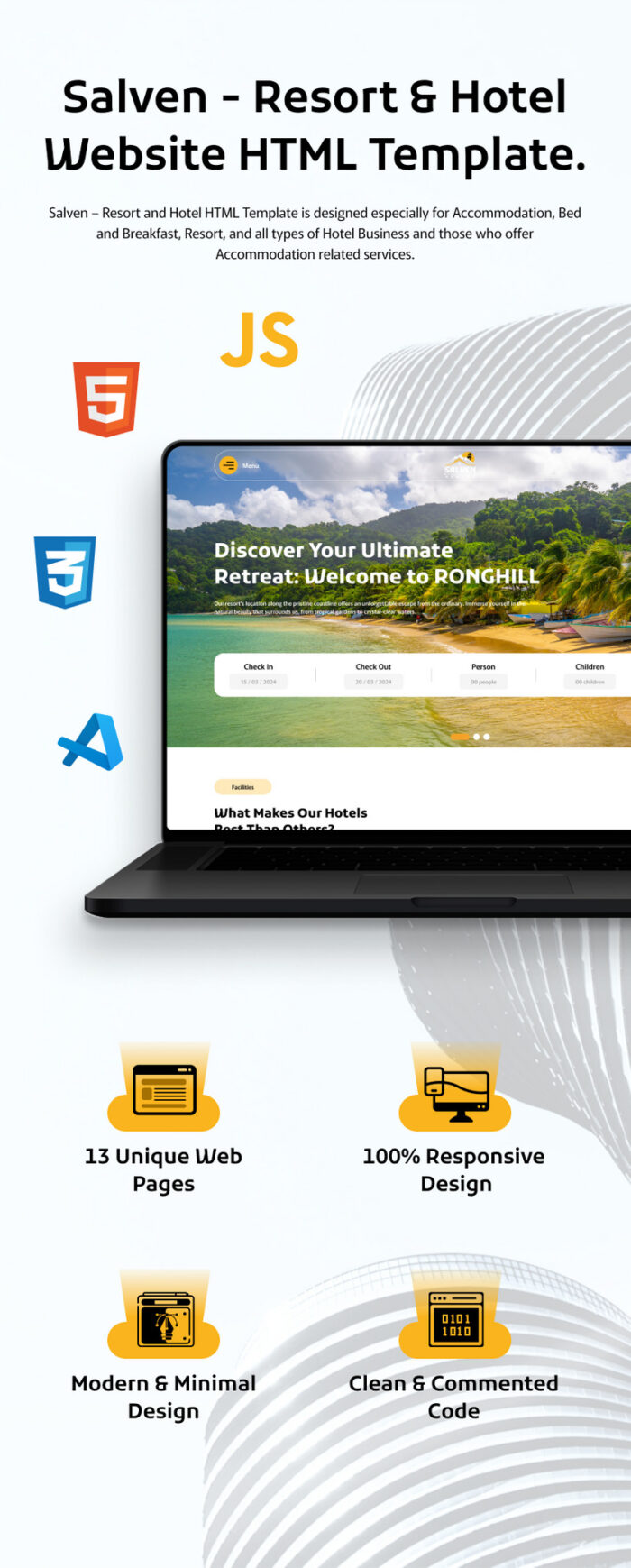 Salven - Resort and Hotel Website HTML Template - Features Image 1