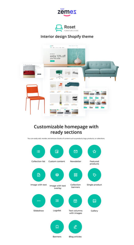 Roset - Responsive Furniture and Interior Design Shopify Theme - Features Image 1