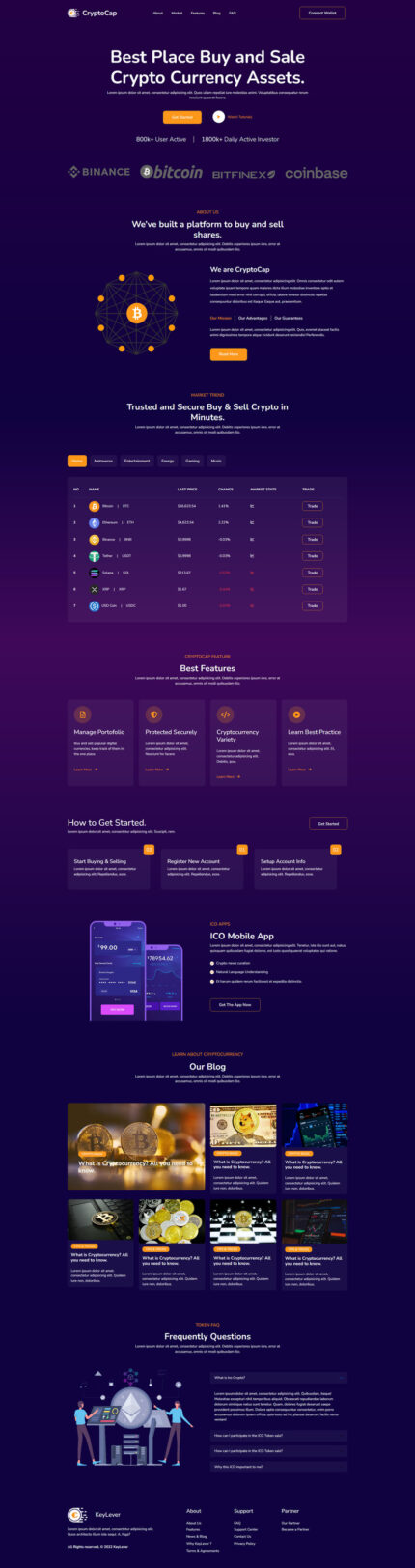 CryptoCap - Cryptocurrency  Landing Page Template - Features Image 1