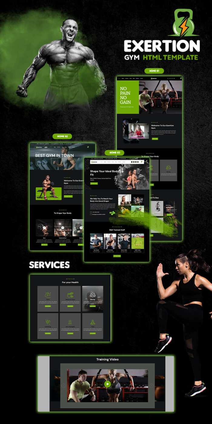 Exertion– Gym HTML Template - Features Image 1