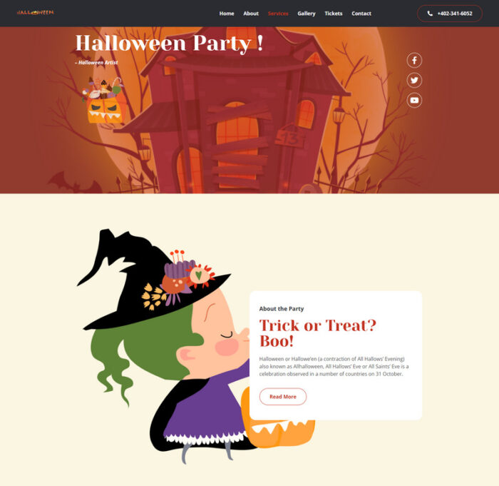 Halloween Party Elementor Template Kit - Features Image 1