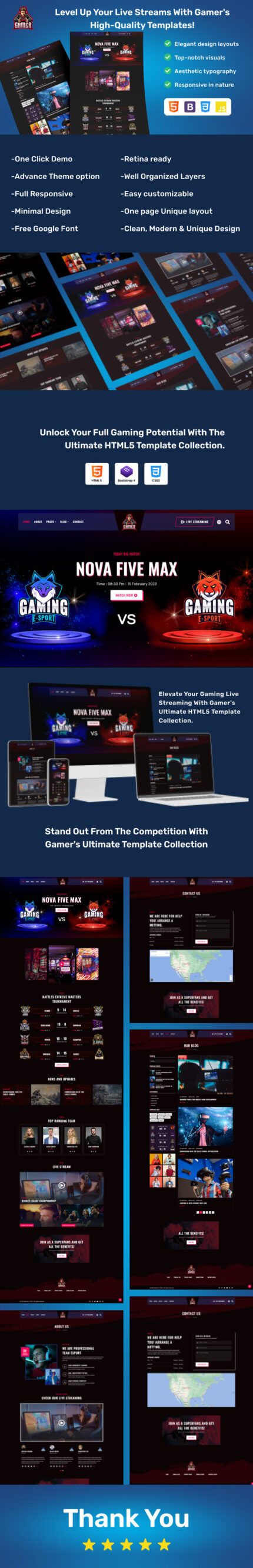 Gamer - eSports and Gaming HTML5 Template - Features Image 1